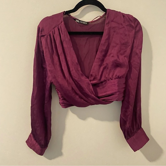 Zara Purple Knotted Surplice Top - Picture 2 of 4